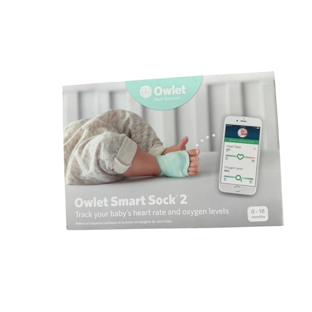 Owlet Smart Sock 2 Baby Monitor 0-18 Months Mint Green Heart Rate Oxygen Track